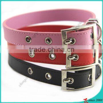 Wholesale Colorful PU Plain Leather Pet Collars Cheap Price (PC15121414)
