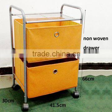 2 layers movable storage drawer trolley with wheel