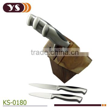 5 pcs acacia wood and pine wood knife block with knife set