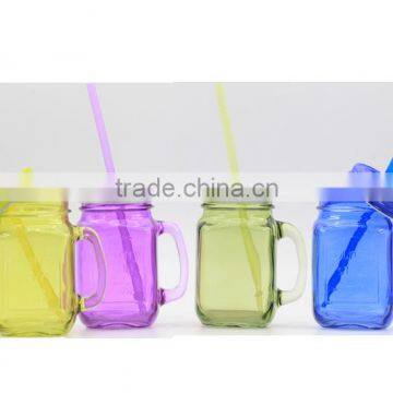 screw top lid 500ml 16oz glass mason jar with straw