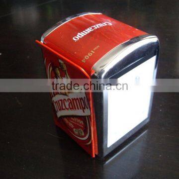 Promotional tin plating fram napkin dispenser with menu holder