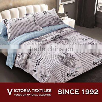 Kangaroo's Diary Text Duvet Quilt Cover Gray Bedding Set & Pillowcases