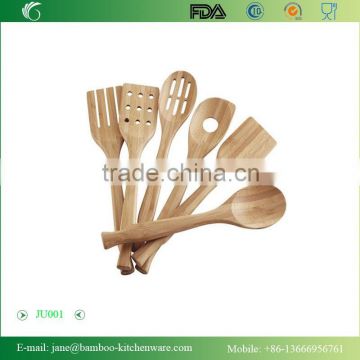 2015 Bamboo Tool Wooden Kitchen Cooking Spatula Set 6 Pc Spoon Fork Food Stir Utensil