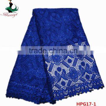 Haniye 2016 african lace Wholesale Green Lace stones Guipure Lace Fabric for wedding lace dress/HPG17