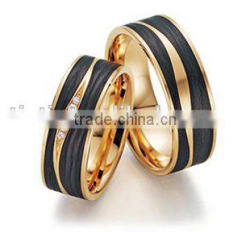 Titanium Stainless Steel Couple Wedding Ring Set Gold