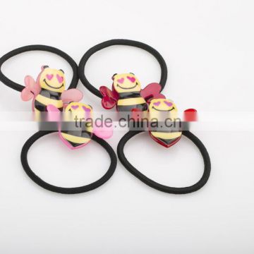 Wholesale 2015 colorful children hair tie fancy girls elastic hair band with plastic bee decorative