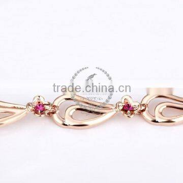18KGP Rose Gold Plated Purple Crystal Rhinestone Austria Crystal Elements Women Bangle Bracelet Fashion Jewelry B004 photo-5