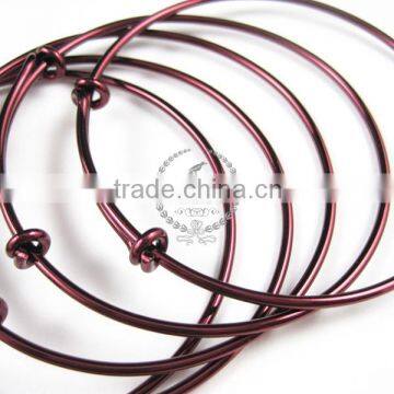 65mm Diameter Dark Red Brass Simple Adjustable Wiring Bracelet for Beading DIY Jewelry Supplies 1900048 photo-3