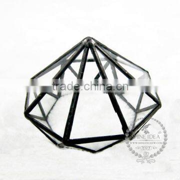 10*11*8cm Geometric Diamond Shape Air Plant Planter Glass Terrarium Flower Arrangement Indoor Greenhouse Home Decoration 0100001