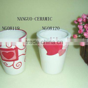 sell ceramic Valentine flower pot with heart design