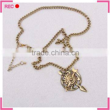 Punk Necklace With Compass Pendant, Imitate Antique Silver Meaningful Pendant Necklace photo-2