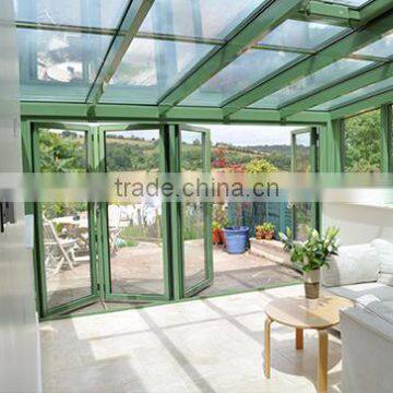 aluminium profiles for beautiful sunshine room and conservatory with bi-folding doors