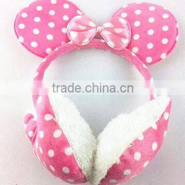 Girls Dots Plush Bowknot Soft Earmuffs photo-3