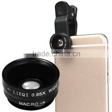 Detachable Clip-on Macro Lens+0.65X Wide-Angle Lens Kit For Mobile Phone/Tablets/Laptops