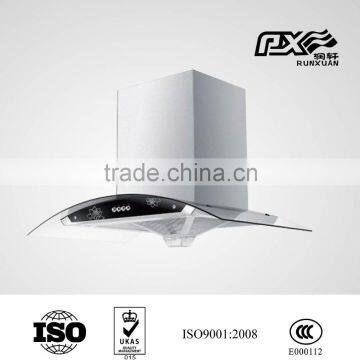 Curved range hood glass