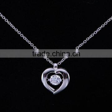 2016 Fashion 925 Sterling Silver Heart Shape AAA cz Pendant Necklace