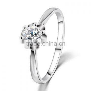 1 gram silver platinum rings jewelry with clear zircon bridal ring design