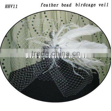 HHV11 2011 Wholesale New Beautiful Feather Real Sample Bride Birdcage Veil