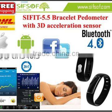 SIFIT-5.5 Bracelet Pedometer With 3D Acceleration Sensor, Share Data With Your Friends, Bracelet Pedometer