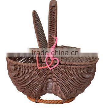 S.D Washing Plastic Rattan Fruit and Gift Basket With Single Handle