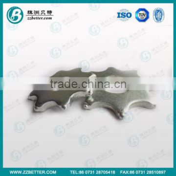 solid tungsten carbide pavement scarifier blades with 6pcs carbide teeth for Scarifier cutter