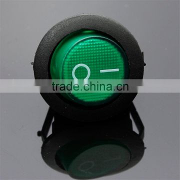 Green Neon 3 pin 4.8mm terminals 12V 16A Universal LED illuminated Car button lights ON/OFF Round Rocker Switch Dash Boat Van