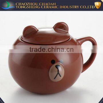 New products brown bear ceramic cup with lids