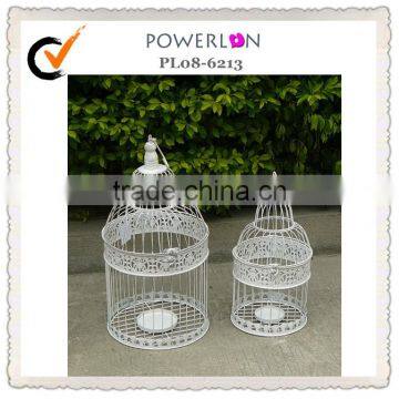 Elegant patio decoration metal round S/2 bird cage flower holder