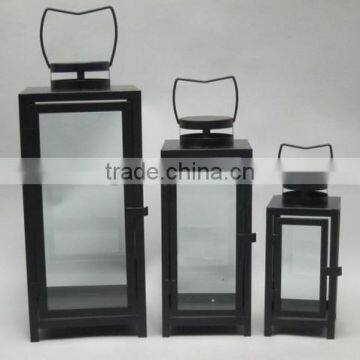 home decoration lantern with metal and clear glass