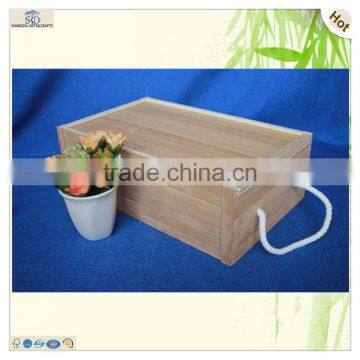 Double Bottles Packaging Unfinished Decorative Bamboo Wooden Wine Boxes photo-6