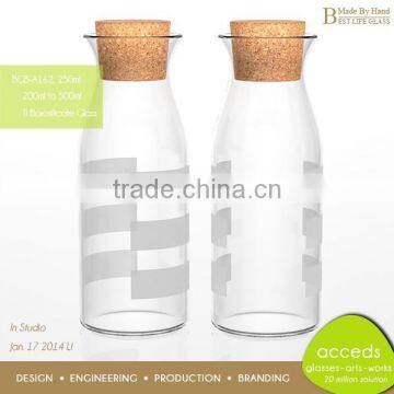 Small 250Ml Borosilicate Glass Juice Bottle with Corks