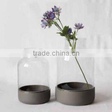 Terrarium Glass With Concrete/Wooden Base