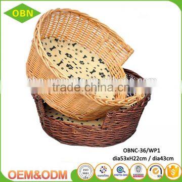 Wholesale custom cheap comfortable fabric sponge cushion rattan handmade cat dog basket