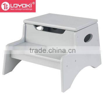Beech Wood 2 Step Kids Utility Bed Step Stool Non-Slip Bedroom Child Footstool With Storage photo-2