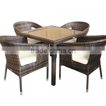 Best selling garden dining set rattan dining quare table and chair set cheap outdoor wicker furniture