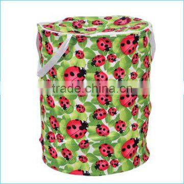 Foldable Pop Up Large Round Ladybug Basket Storage Hamper Bag