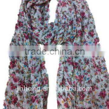 pink chiffon floral scarf