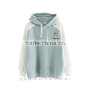 Customize cheap girls embroidery pullover autumn hoodies 80% cotton cut and sew hoodie