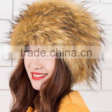High-grade Winter/autumn Warm Thick Russia Mongolia Flat-topped Faux Fox Fur Hat