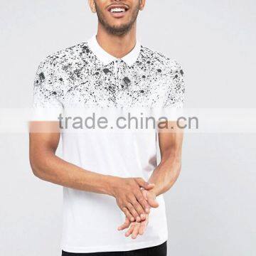 High Quality Custom Short Sleeve Button Placket White men's Cotton/Spandex 200gsm Casual Slim Fit Tie Dyed Printed Polo Shirt
