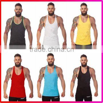 2017Wholesale Plain Cotton Men Sport Gym Fitness Tank Tops T-Shirt photo-3