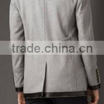 2017 Men Coat Offwhite Color Black Hem Joint Fashion Design photo-2