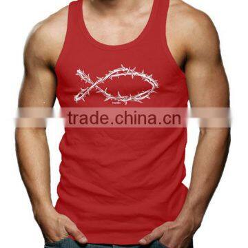 China Printing Cotton Custom Gym Wholesale Mens Running Stringer Singlet photo-2