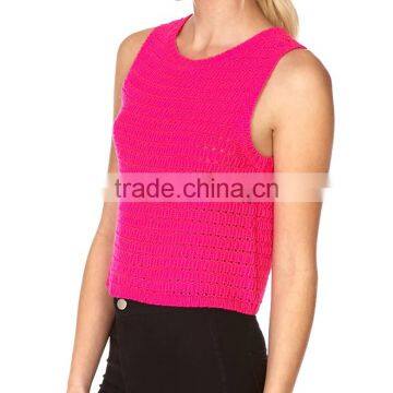 Pink Tank Top Acrylic Sleeveless Ladies Vest for Summer photo-2
