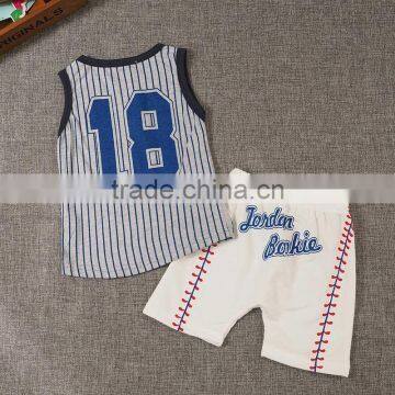 New Item 2016 Children Clothes Baby Boy Boutique Football Outfit Clothing Set Cartoon Letter T Shirt Stripe Shorts photo-4