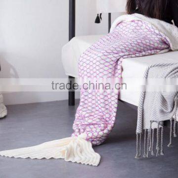 2017 NEW Girl Beautiful Striped Knitted Mermaid Sofa Tail Blanket photo-3