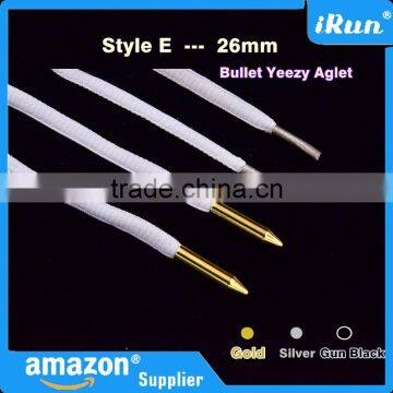 26mm Bullet Shape Gold Metal Aglets - Customized Yeezy Shoelaces Metal Aglets - Gold Metal Tips - Hip Bullet Aglets - 3 Colors