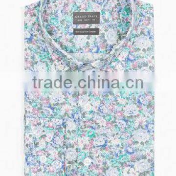 Light blue floral cut away collar mens dress shirt