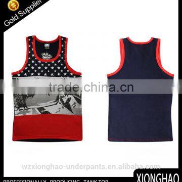 Wholesale Cheap man 95% cotton and 5% spandex custom singlet with customer's pattern