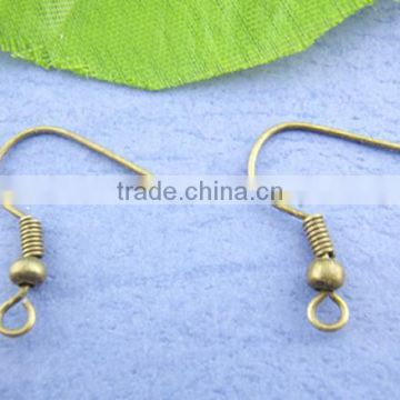 100Pairs Antique Bronze Ear Wire Hooks With Spring & Ball 18*19mm